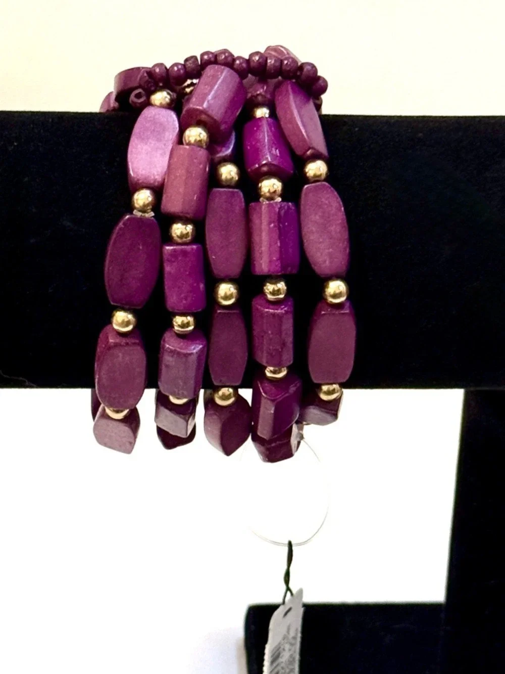 CHICO'S Plumb Purple Beaded Stretch Bracelet Set NWT